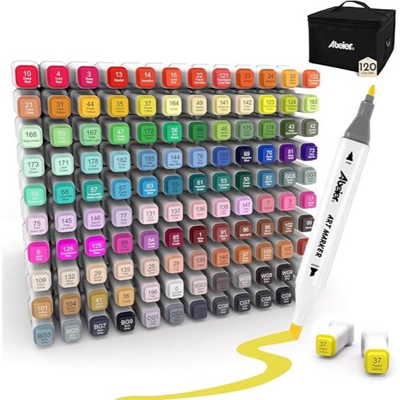 ABEIER 120-Color Dual Tip Alcohol Markers for Art