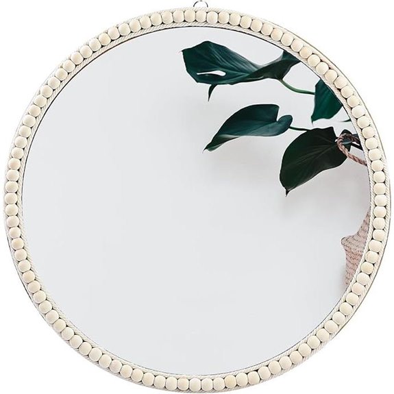 SWTHONY 20-Inch Boho Beaded Round Mirror