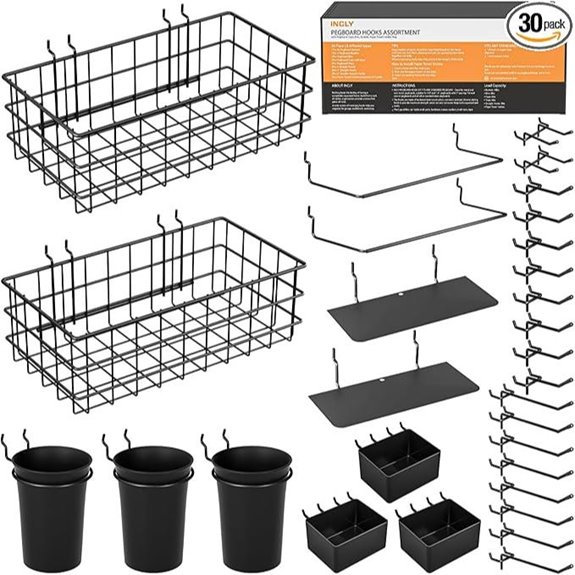 INCLY 30PCS Pegboard Organizer Accessories Kit