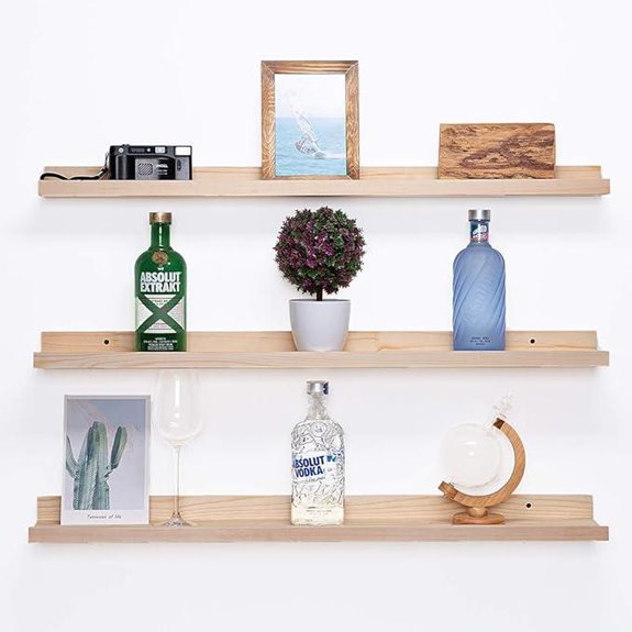 AZSKY 36 Inch Solid Wood Floating Wall Shelves