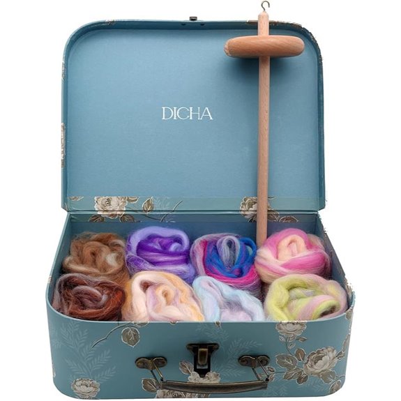 DICHA 3-Inch Drop Spindle Kit with Wool and Instructions