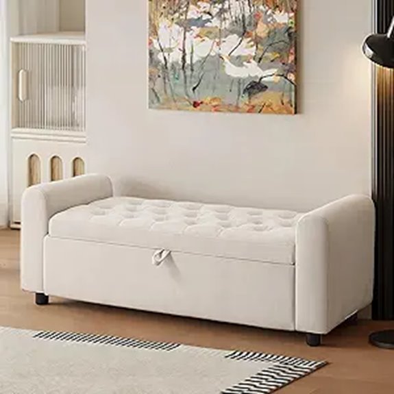 48-Inch Upholstered Storage Ottoman with Zipper