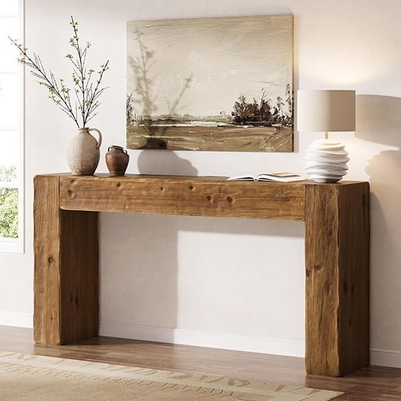 Solid Wood Console Table 63-Inch Farmhouse Sofa Table