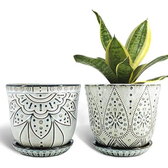 Gepege 6-inch Beaded Ceramic Planter Set (2)