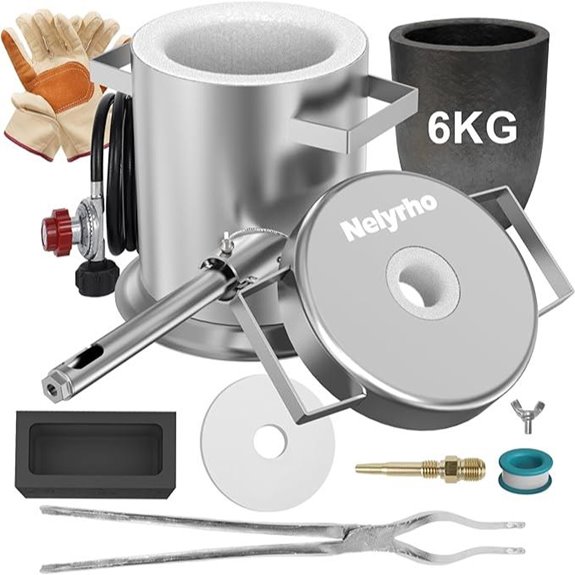 Nelyrho 6KG Melting Furnace Kit for Metal Casting