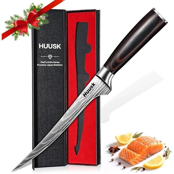Huusk 7-Inch Fish Fillet Knife with Wooden Handle