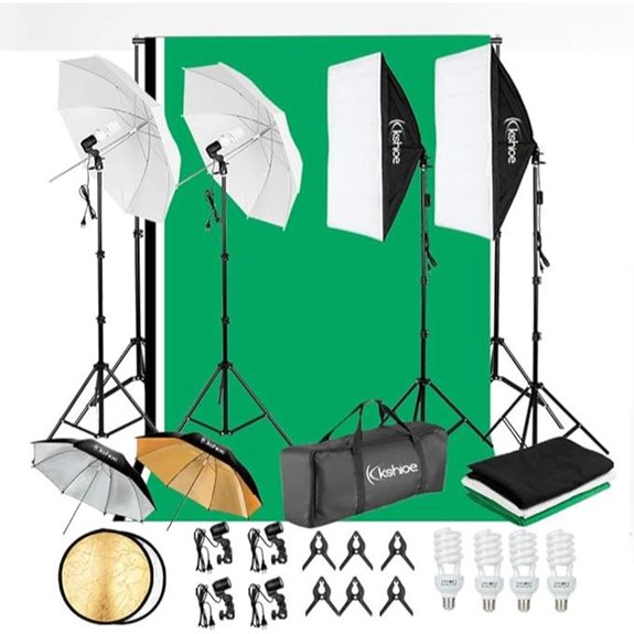800W Softbox Lighting Kit with Backdrop Support