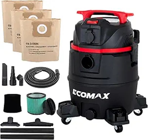 ECOMAX 8-Gallon 6.5 HP Wet Dry Shop Vac