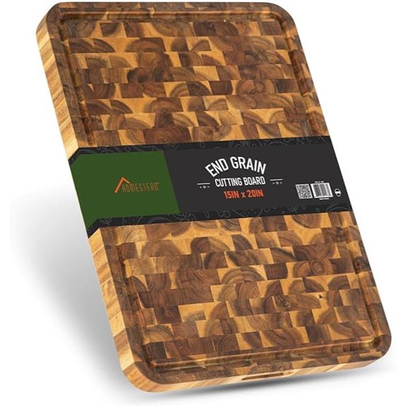 HOMESTEAD End Grain Acacia Cutting Board with Handles