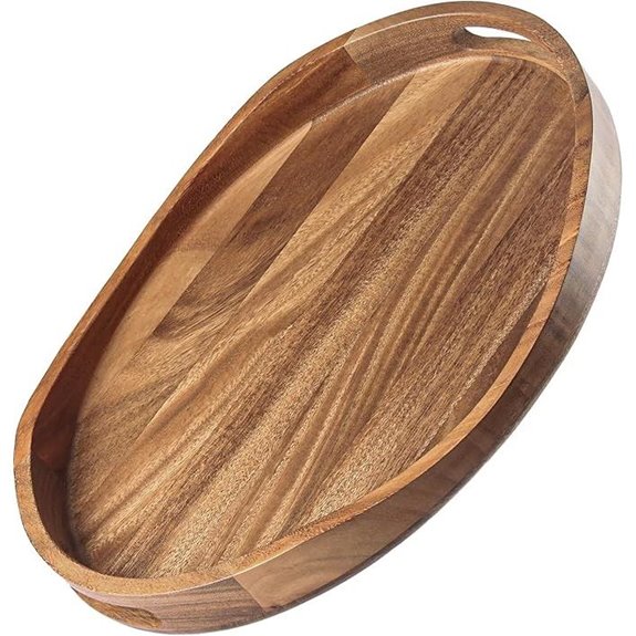 Acacia Wood Serving Tray with Handles