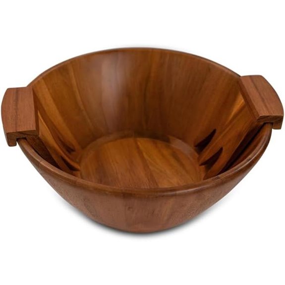 Acacia Wood Salad Bowl Set with Forks