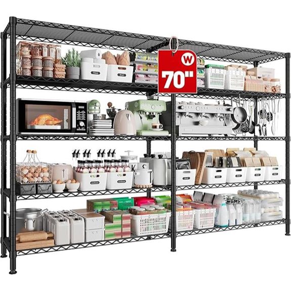 REIBII 70 Metal Wire Shelving Unit 5-Tier Adjustable