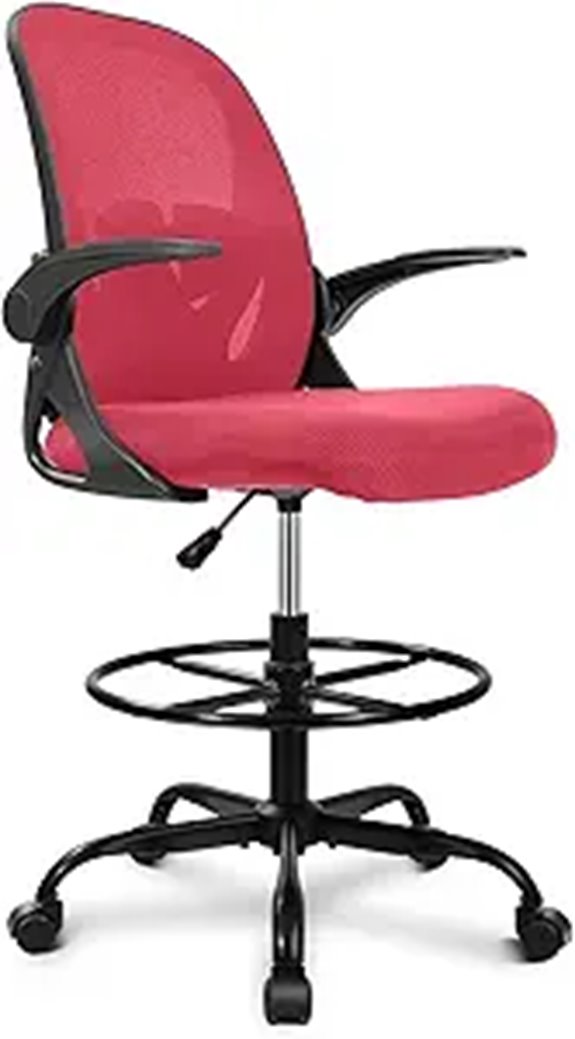 Primy Tall Office Drafting Chair with Flip-up Arms