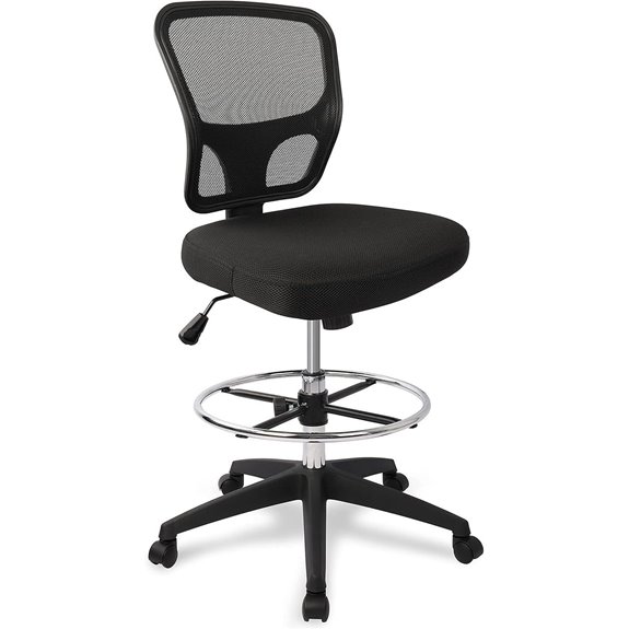 Armless Adjustable Drafting Chair with Footrest and Wheels