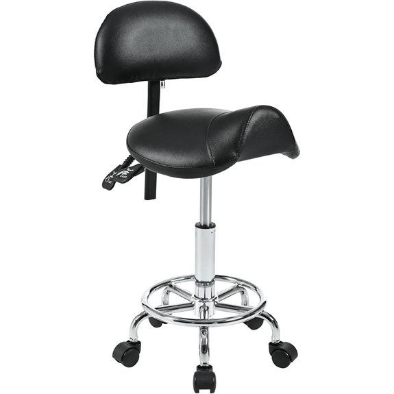 Ergonomic Rolling Saddle Stool with Back Support