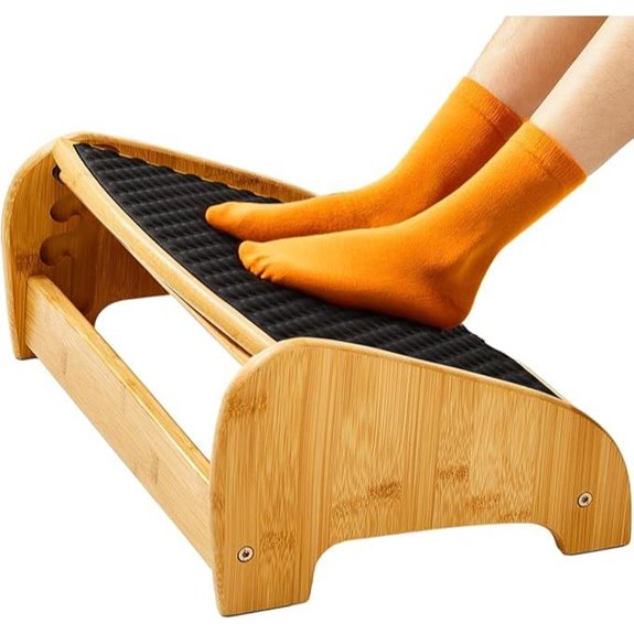 HUANUO Bamboo Ergonomic Footrest with Adjustable Height