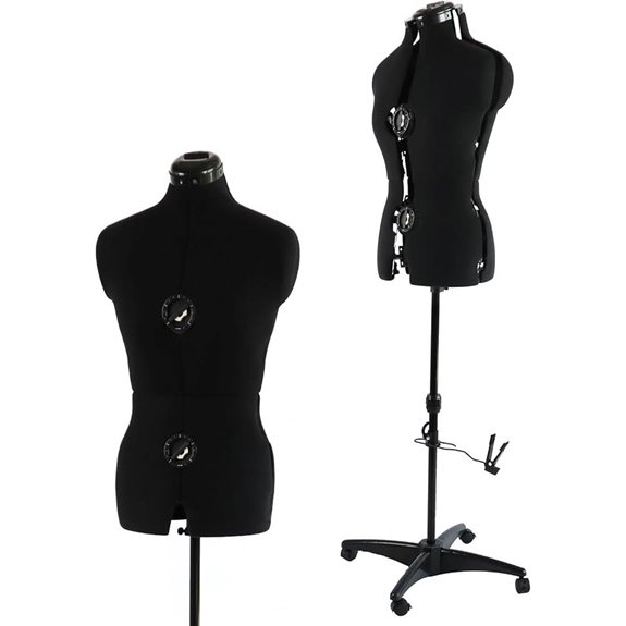 Adjustable Black Dress Form Mannequin with Casters