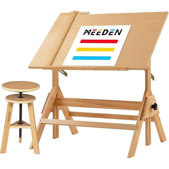 MEEDEN Drafting Table & Stool Set with Adjustable Height