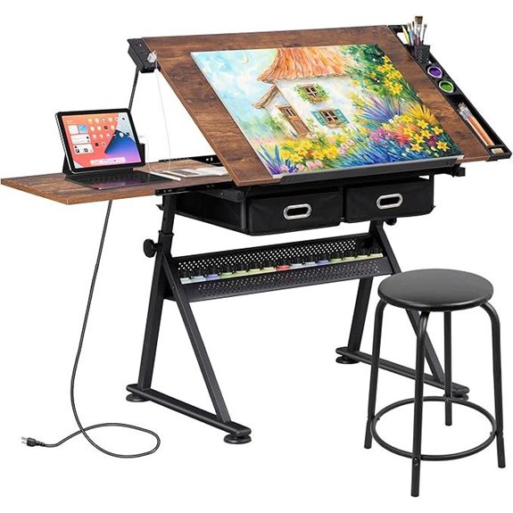 ZENY Adjustable Drafting Table with Stool