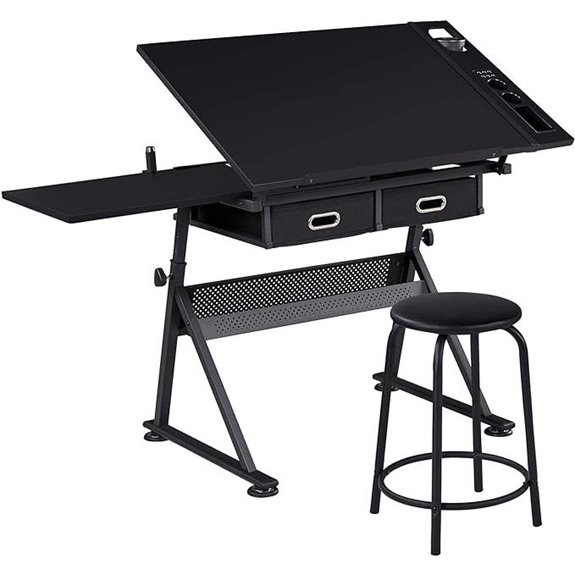 Yaheetech Adjustable Drafting Table with Storage