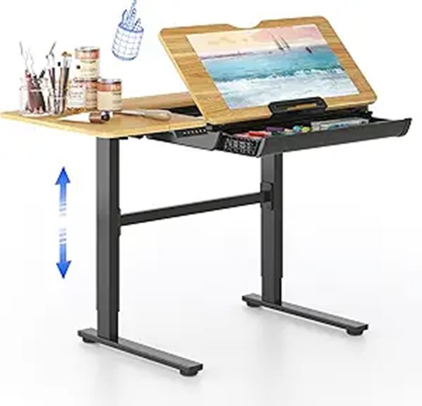 FlexiSpot Adjustable Drafting Table with Storage