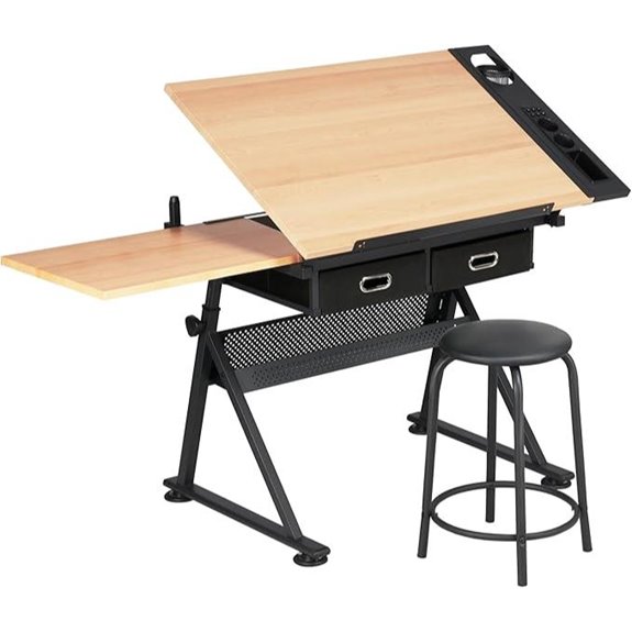 Yaheetech Adjustable Drafting Table with Storage