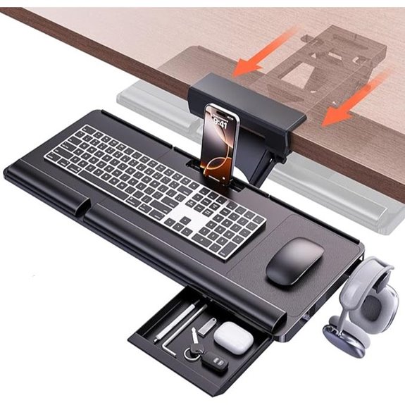 Klearlook Adjustable Ergonomic Keyboard Tray with Storage