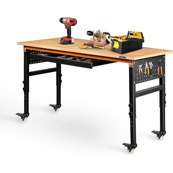 Betterhood 60 Adjustable Garage Workbench with Pegboards
