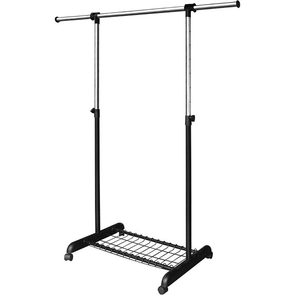 LiaMeE Adjustable Rolling Clothing Rack with Shelf