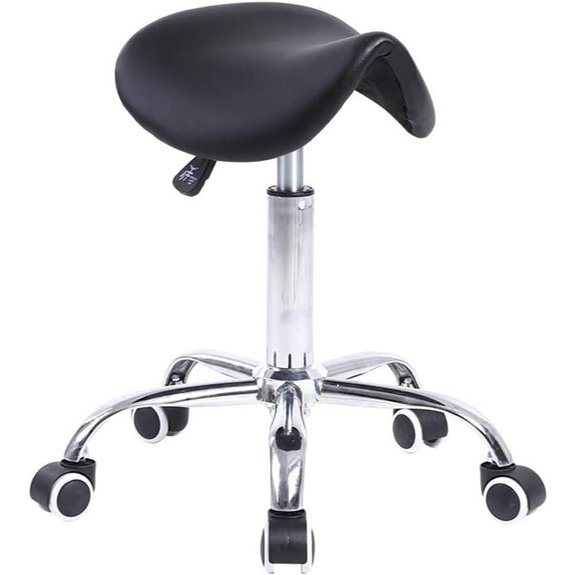 KKTONER Swivel Adjustable Rolling Saddle Stool