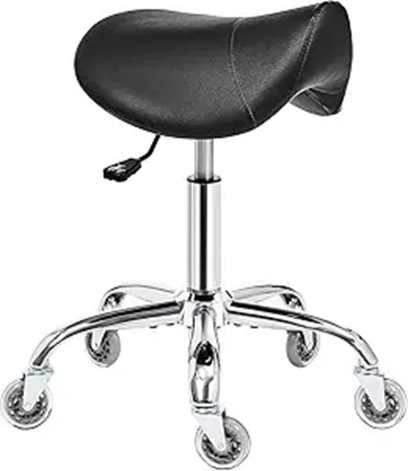 BEWISHOME Adjustable Rolling Saddle Stool with Wheels