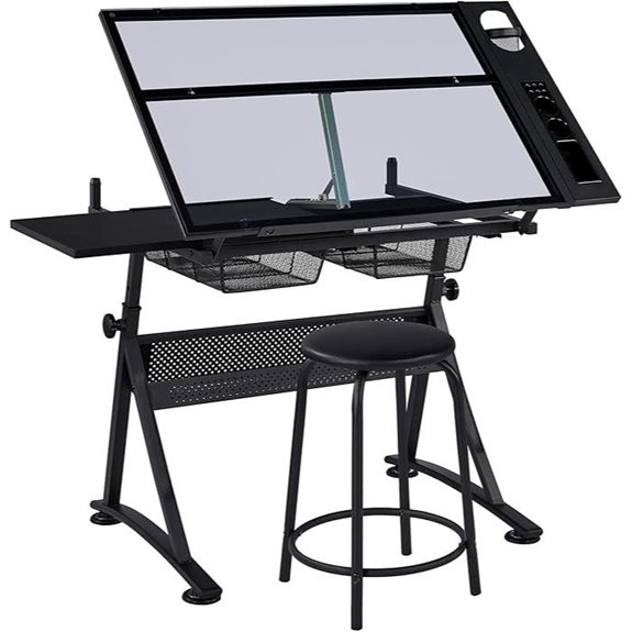 Yaheetech Adjustable Drafting Table with Storage Drawers