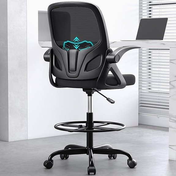 Tall Drafting Chair with Footrest and Lumbar Support