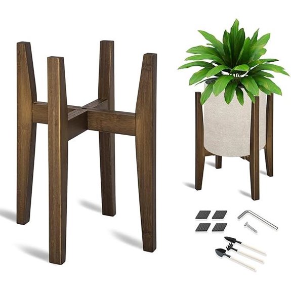OERGKE Adjustable Bamboo Plant Stand (Walnut 1 Pack)