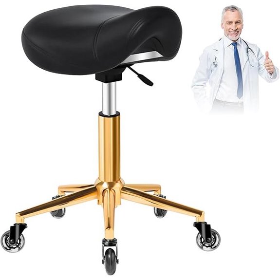 Ergonomic Saddle Stool with Wheels and Adjustable Height