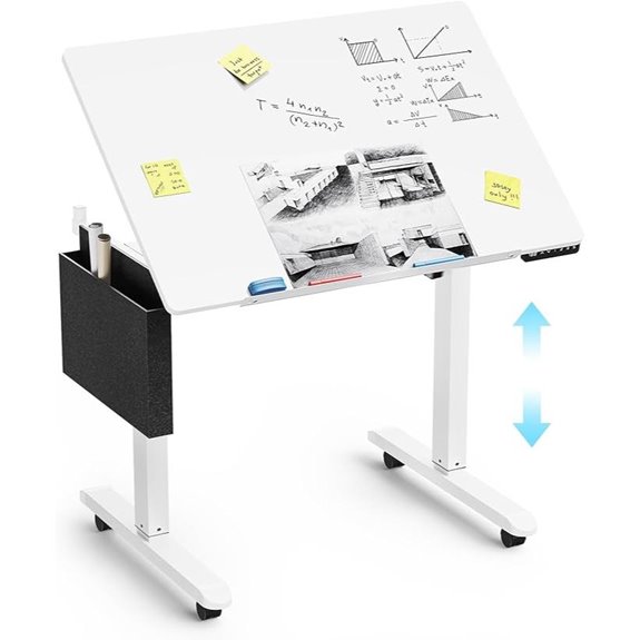 Electric Standing Desk with Whiteboard and Storage