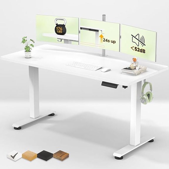 Veken 55-Inch Adjustable Sit-Stand Desk with Wooden Top