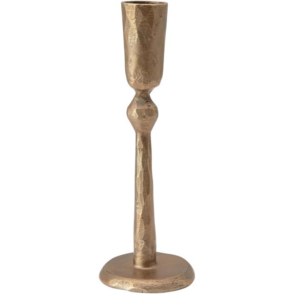 Creative Co-Op Hand-Forged Metal Taper Antique Brass Finish Candle Holder