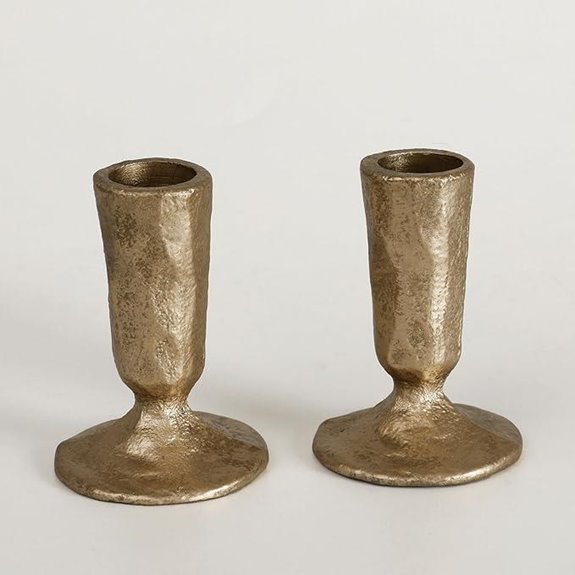 Antique Brass Iron Taper Candle Holders (Set of 2)