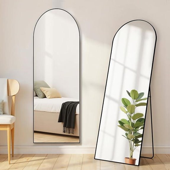 arched mirror with stand