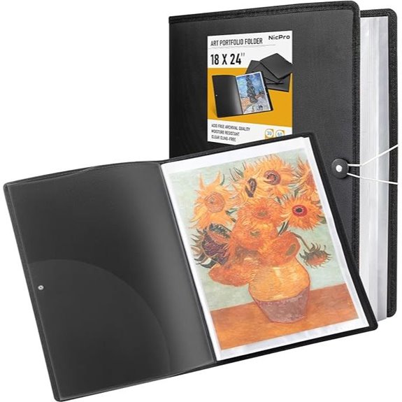 Nicpro 18x24 Art Portfolio Folder with Clear Sleeves