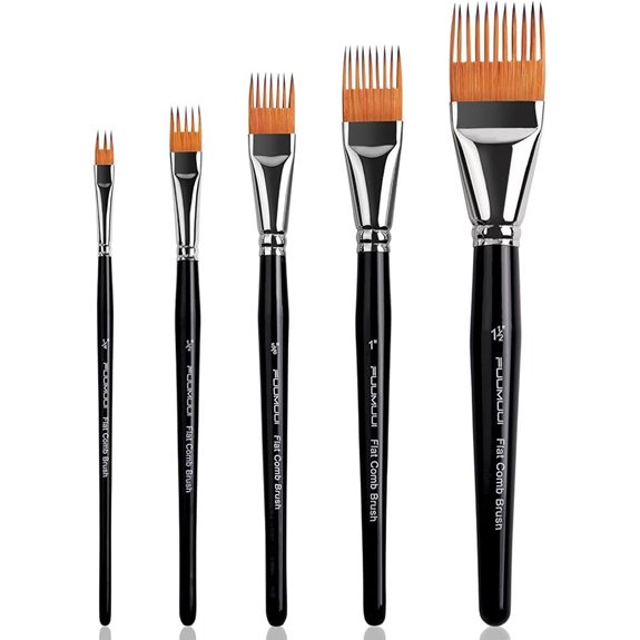 Fuumuui 5pcs Artist Flat Brush Set for Textures