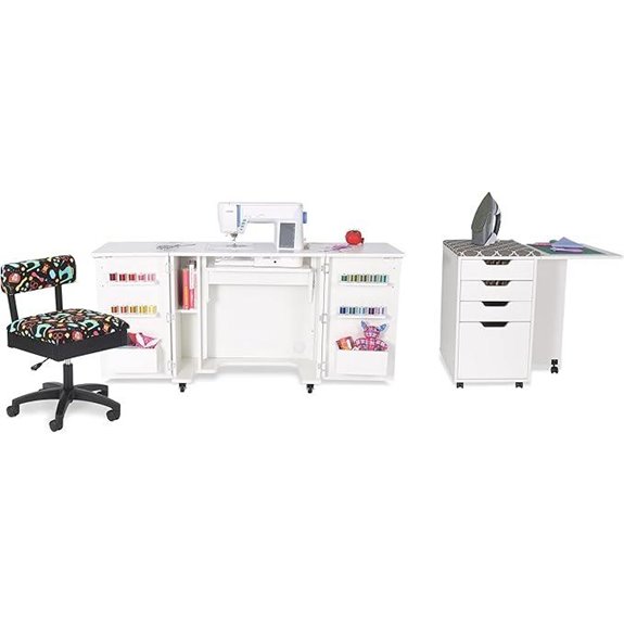 Arrow Sewing Cabinets Ash White with Notions