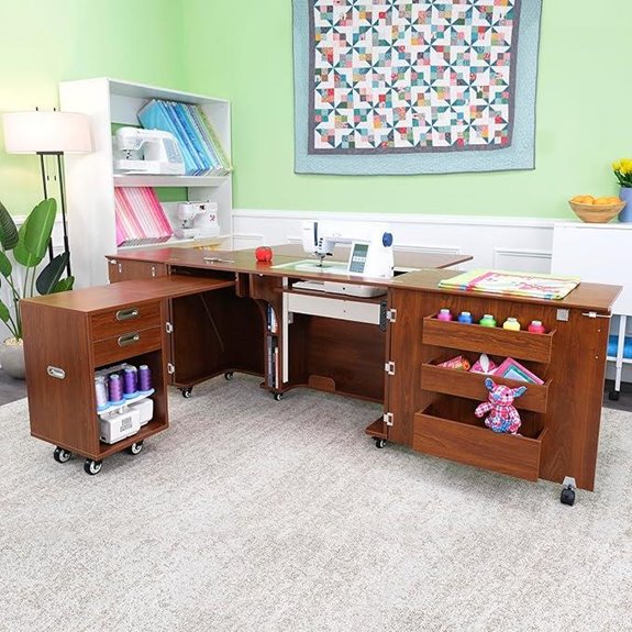 Arrow Sewing Aussie Dual Rail Electric Sewing Cabinet Teak