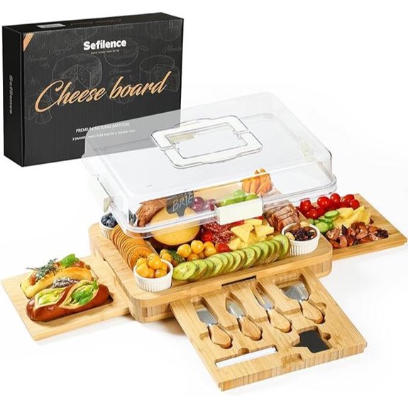 Bamboo Charcuterie Board with Drawer and Utensils