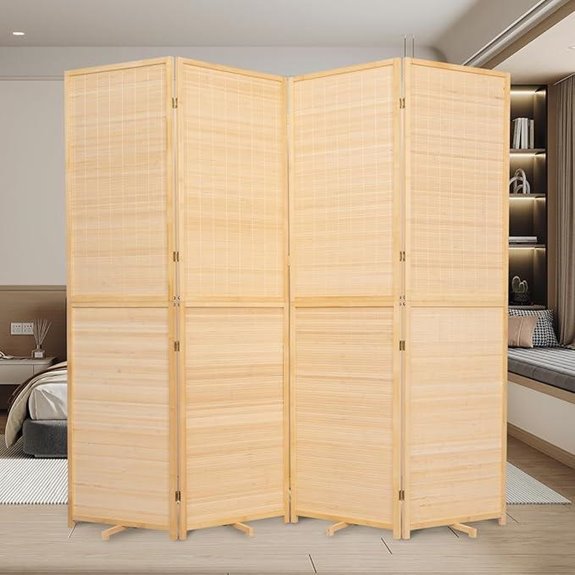 Bamboo Folding Privacy Room Divider (4 Panels)