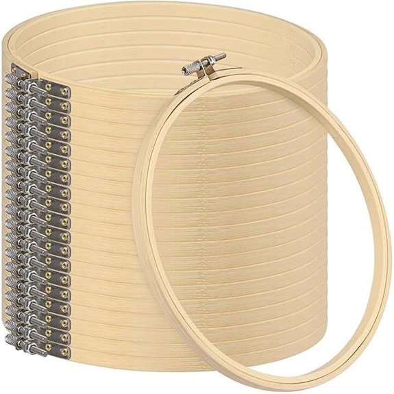 18 PCS Bamboo Embroidery Hoops Set with Adjustable Rings