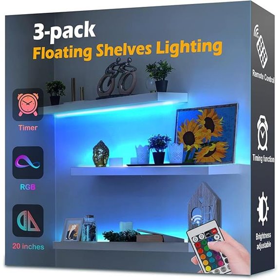 3-Pack Battery-Operated LED Shelf Lights with Remote