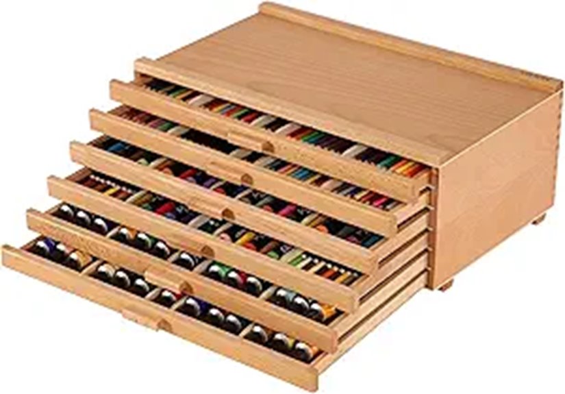 VISWIN 6-Drawer Beech Wood Art Supply Storage Box