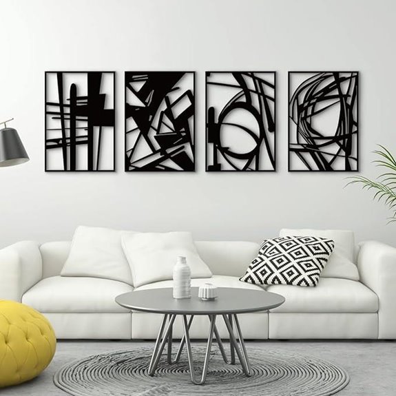 Glamativity 4-Pack Black Abstract Metal Wall Art